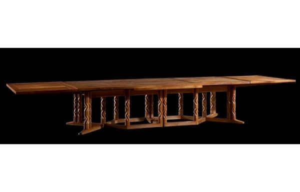 A huge walnut dining table. Arts and crafts. England. Circa 1890.