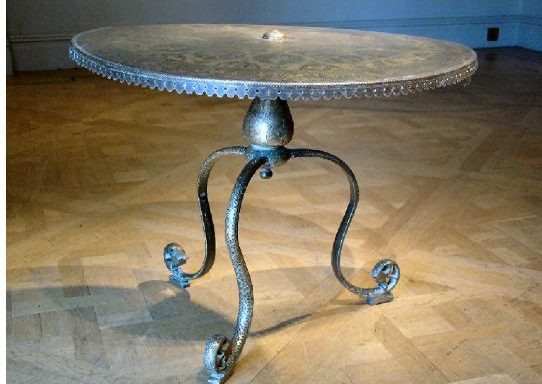 A damascene Persian steel table. Circa 1860.